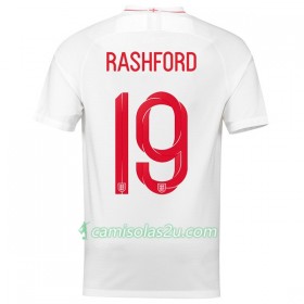 Camisolas de Futebol Inglaterra Rashford 19 Equipamento Principal Copa do Mundo 2018 Manga Curta